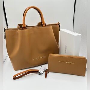 Large Barlow City Leather Bag & Wallet Wristlet Set Dooney & Bourke NWT